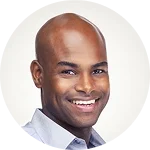 Smiling male customer headshot