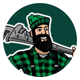 Circular Paul Bunyan mascot badge graphic