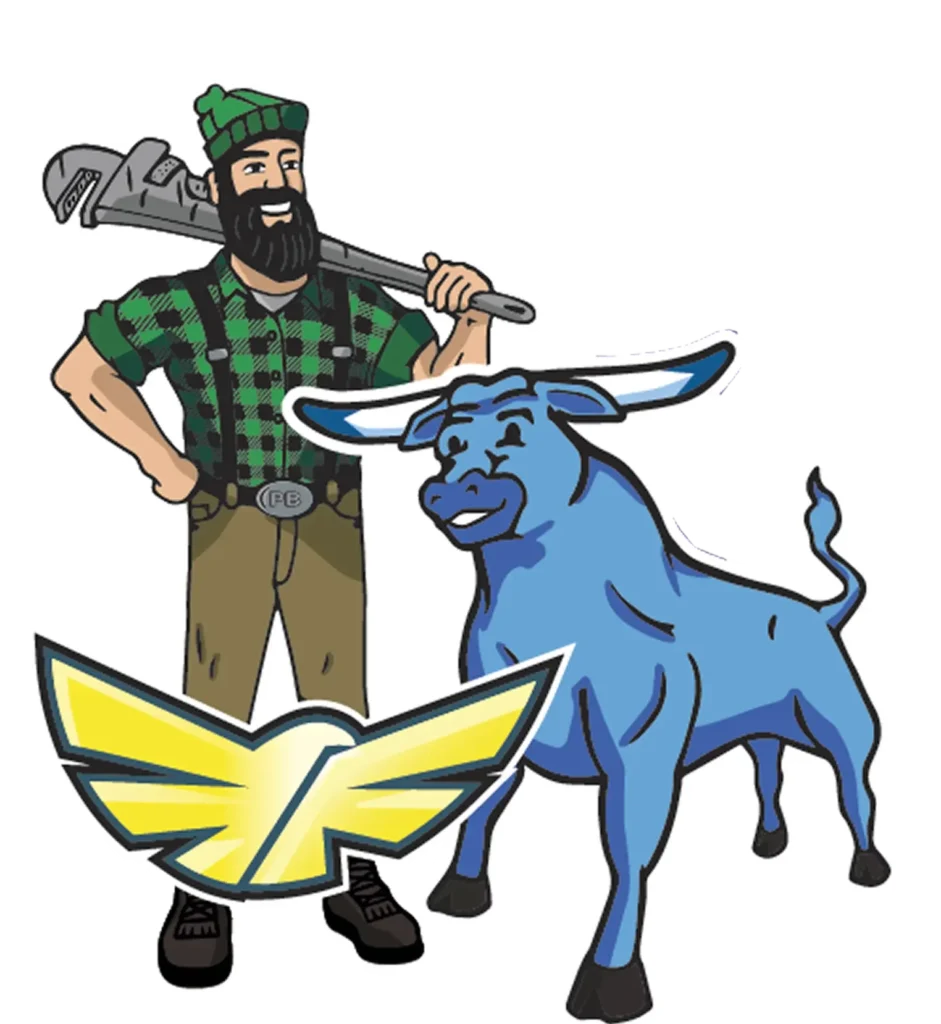Paul Bunyan and Blue Ox mascot illustration
