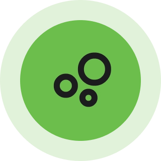 Green bubbles icon on circular background