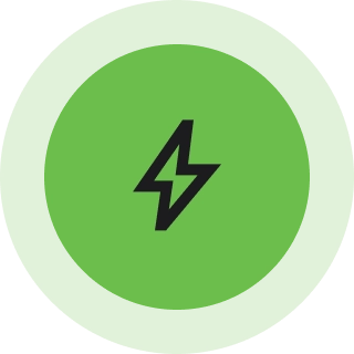 Green lightning bolt plumbing icon on circular background